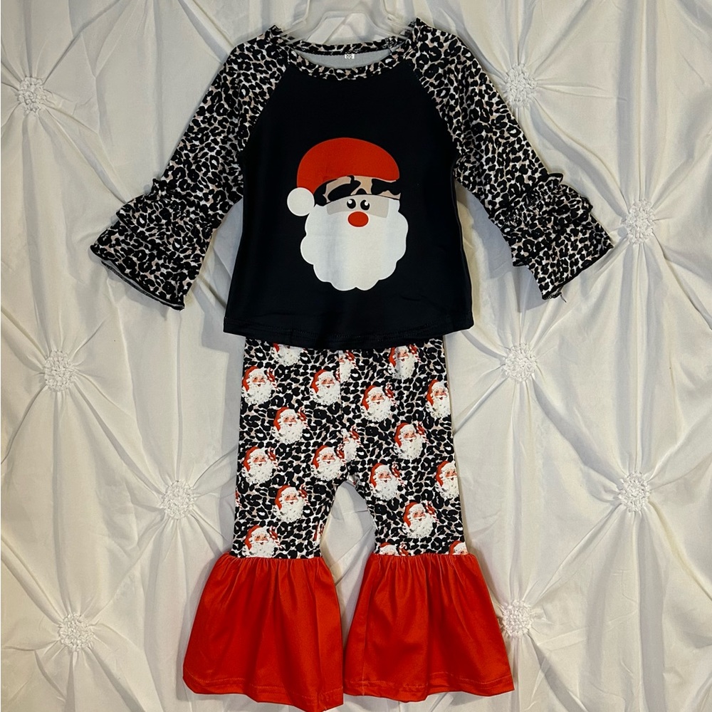 New Toddler Girls Holiday Santa 2 Piece Set- 12 months